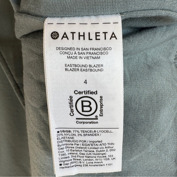Athleta Eastbound Blazer, Minimalist Gray Sage Green, Size 4 - Picture 10 of 10